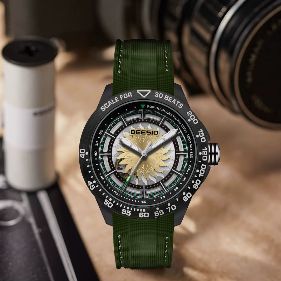 Deesio Armbanduhr, Automatik, Textil/NATO, Schwarz, Herren - Bild 2