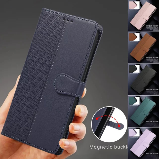 OLPAY Luxus Leder Brieftasche Handyhülle mit Kartenfach und Standfunktion für iPhone 16 15 14 13 12 Pro Max Plus SE in Schwarz oder Blau - Bild 1