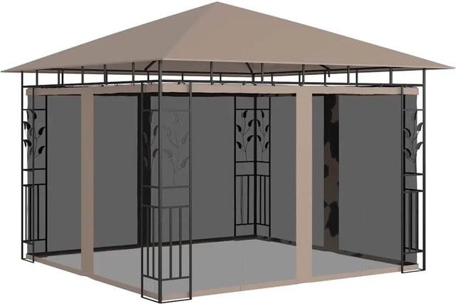 vidaXL Pavillon mit Moskitonetz in Taupe, B/T/H: 3,00 x 3,00 x 2,73 m - Bild 1