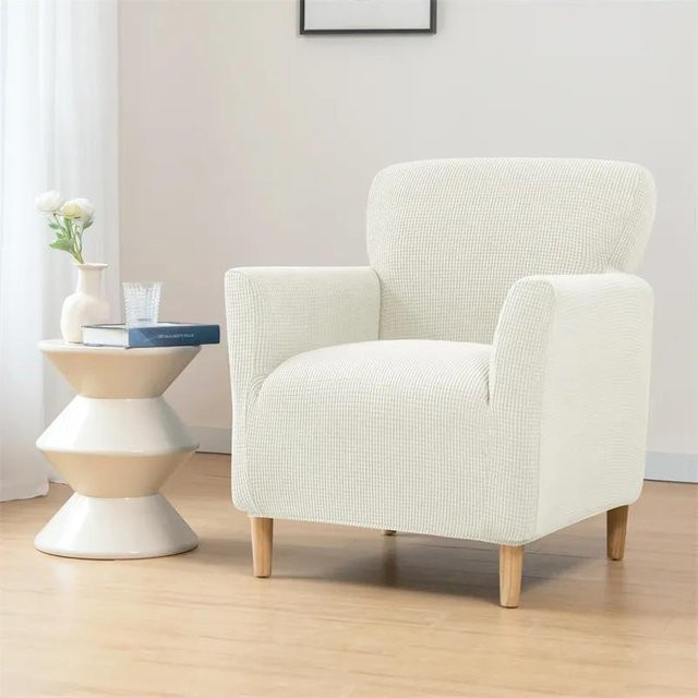 Morse Polarfleece Sesselbezug aus Spandex für Club Sessel und Single Sofas, Weiß - Bild 1
