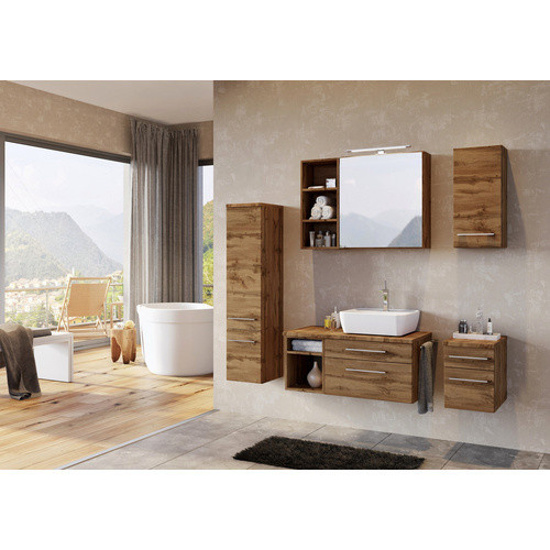 HELD MÖBEL Unterbecken-Set Davos in Bunt mit LED-Beleuchtung und internen Schubladen, B/H/T: 60 x 200 x 47 cm - Bild 1