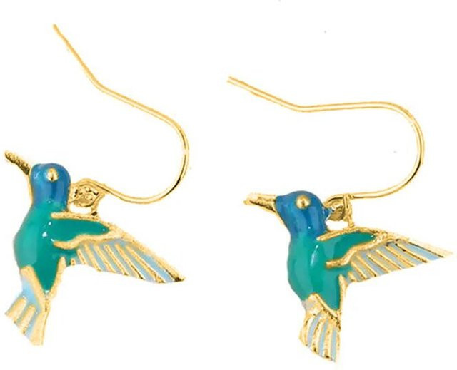 Huitan Hängeohrringe, Vogel, Emaille, Kupfer, beige, Damen - Bild 1