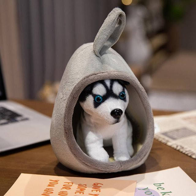 Husky Puppe Plüschtier, Akita Hund, 18cm, Grau - Bild 1