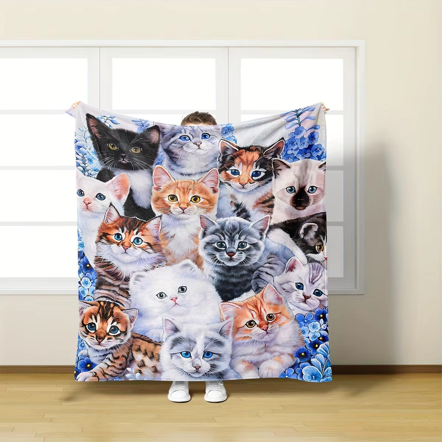 VIKAMA Multi-Cat Cute Cover Flanell-Decke in Multicolour für Kinderzimmer und Wohnzimmer - Bild 3