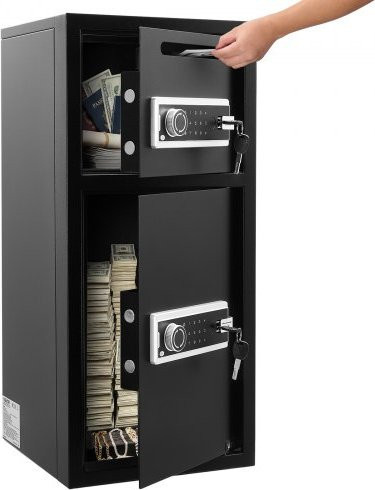 VEVOR Elektronischer Aktentresor mit Doppeltür und Einwurfschlitz, Geldschrank aus Stahl in Schwarz, Volumen: 93,45 l - Bild 1