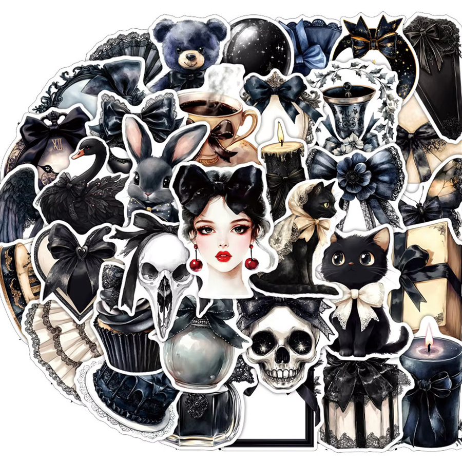 Charile Dark Gothic Bowknot Cartoon Aufkleber, multicolor, 10-teiliges Set - Bild 2