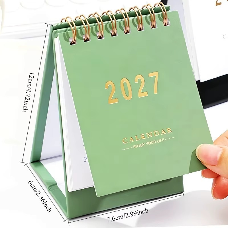 2027 Mini-Schreibtischkalender in Morandi-Farben Blau mit Monatsübersicht für deinen Bürobedarf - Bild 2