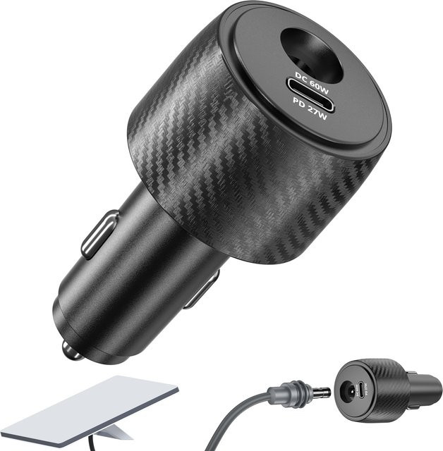 FONKEN 2-in-1 Starlink Mini Auto-Adapter Schnellladegerät Schwarz, 12V zu 24V DC Aufwärtswandler mit 60W DC und 27W PD über Zigarettenanzünder - Bild 1