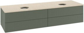 V&B Waschtischunterschrank Antao mit Frontstruktur und Beleuchtung in Grau Grün, B/T: 160 x 50 cm - Bild 1