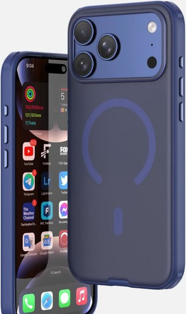 Vyimc Magnetische Transparente Schutzhülle mit kabelloser Ladefunktion für iPhone 16 Pro, 15, 14, 13 und 17 Pro Max, Blau, Mattes Design mit MagSafe Kompatibilität - Bild 1