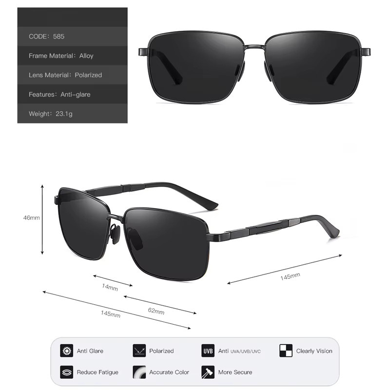 VCKA Sonnenbrille, Aluminium, Vollrand, quadratisch, Unisex, polarisiert - Bild 2