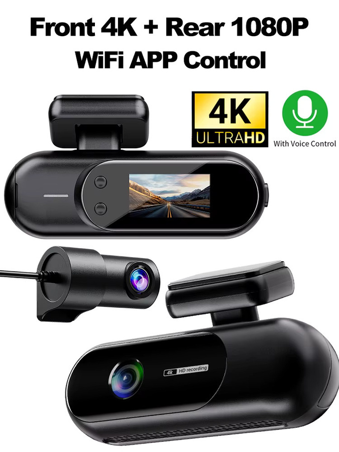 Etymoofox 4K UHD Dashcam mit WLAN und Nachtsicht, Dual-Kamera-System für vorne und hinten, 24H Parkplatzüberwachung, Blackbox in Schwarz - Bild 7