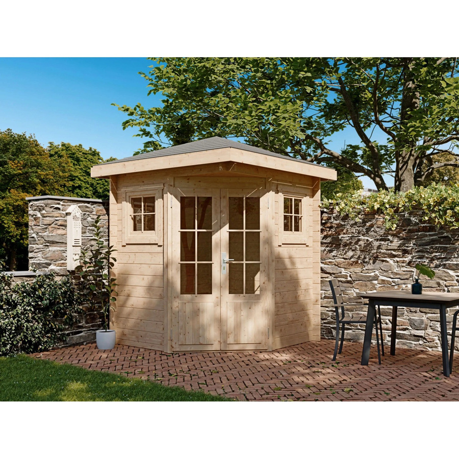 Fjordholz Gartenhaus Evelyn 1A als 5-Eck Log Cabin in modernem Design, farblos imprägniert - Bild 2