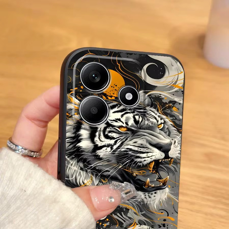 Schwarze weiche Handyhülle mit Cool Silver Tiger Design für Xiaomi Redmi Note Serie - Bild 4