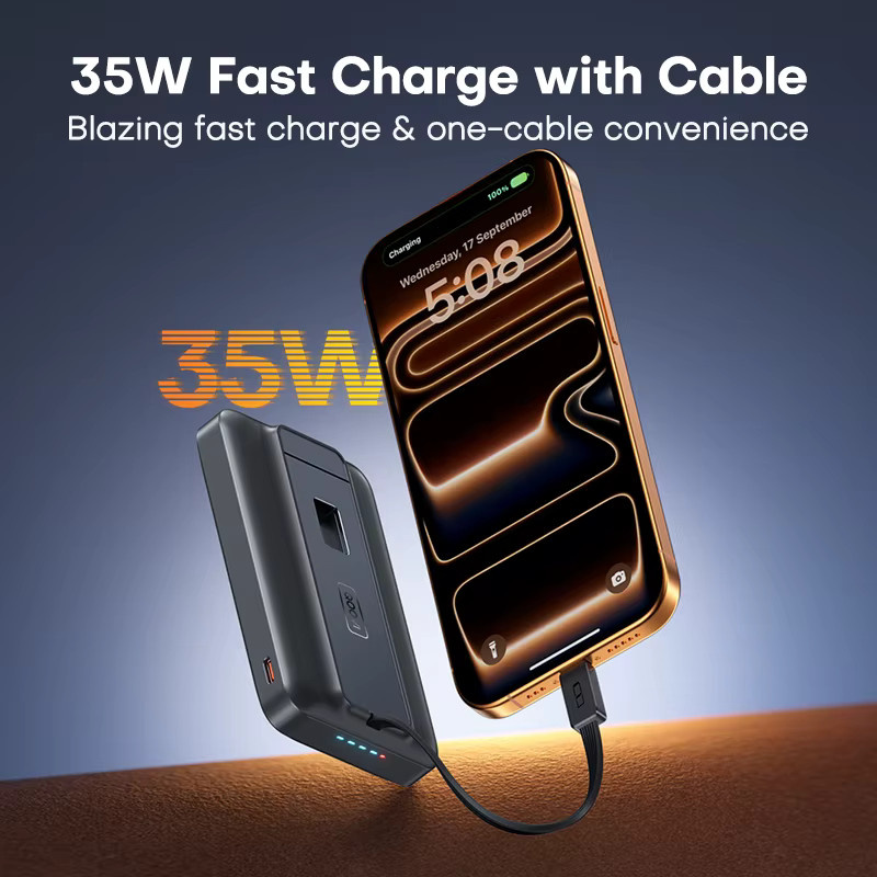 QOOVI Qi2 Magnetische Powerbank 10000mAh mit 35W Schnellladefunktion für MagSafe und iPhone, Tragbares Ladegerät in Schwarz oder Grau - Bild 2