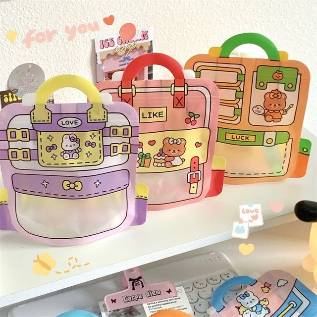 Lebensmittelechte Cartoon Schultaschen Snack-Versiegelungsbeutel in Mehrfarbig für Kindergeburtstage und Partys - Bild 1