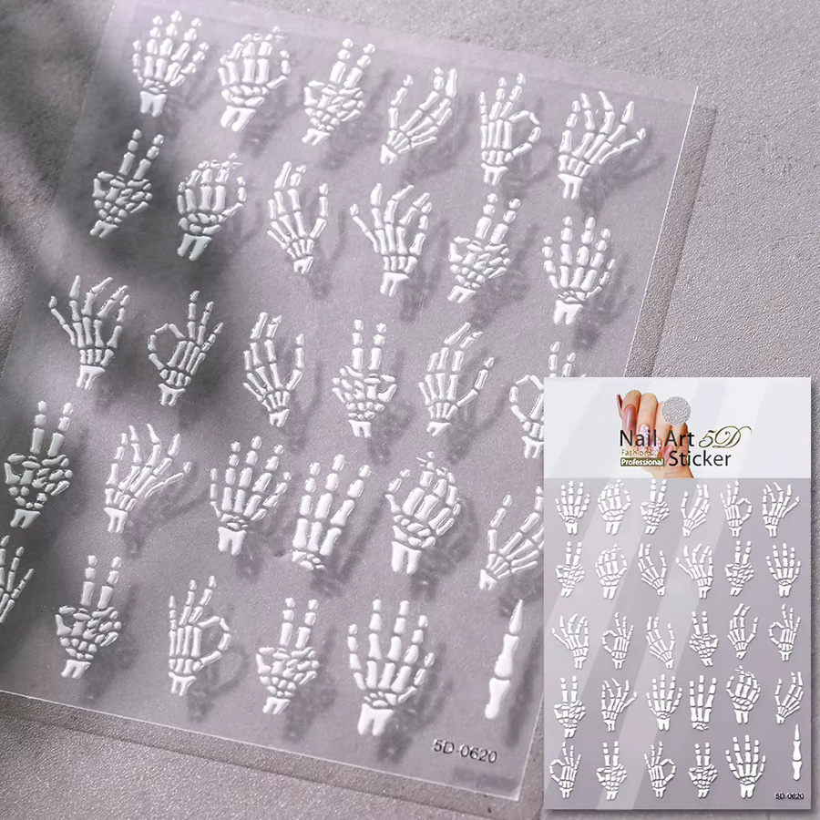 MAFANAILS Nagelaufkleber Skelett, Weiß, Glänzend - Bild 2