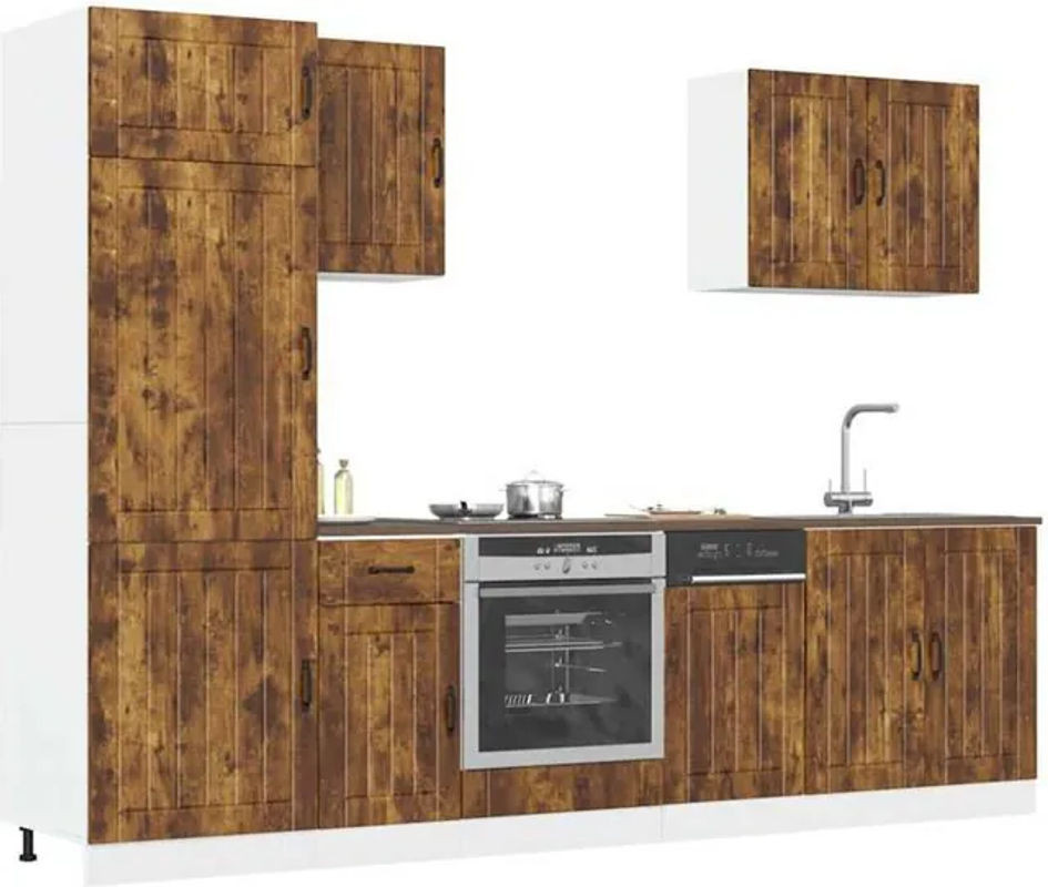 7-tlg. Küchenschrank-Set Lucca im Landhausstil von vidaxl in Braun aus Holzwerkstoff - Bild 1