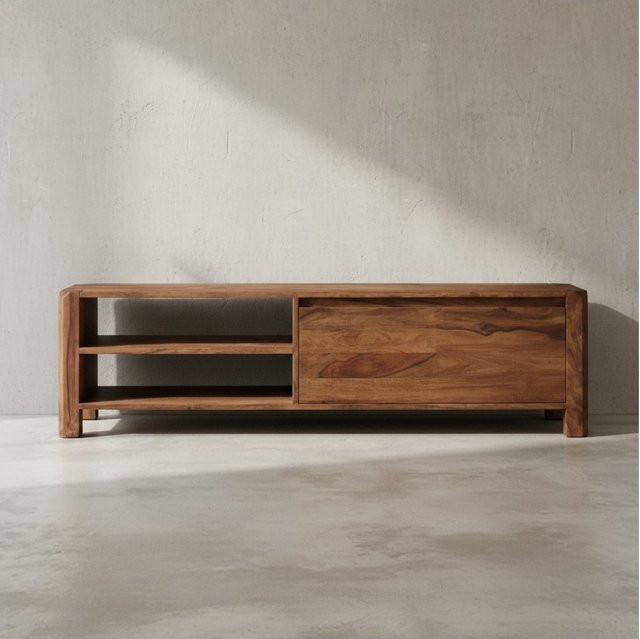 KADIMA DESIGN TV-Lowboard aus Massivholz im Landhausstil mit Ablagefächern, Braun, B/T/H: 140 x 40 x 40 cm - Bild 1