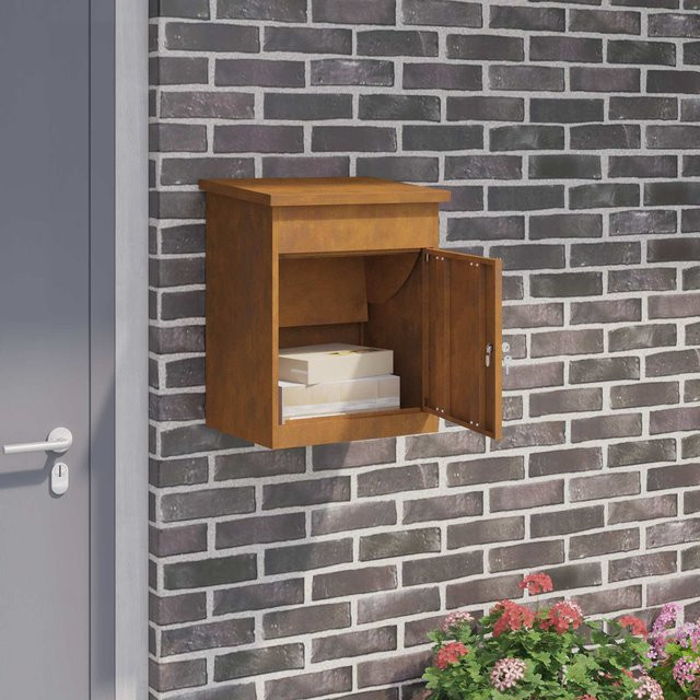 Paketbriefkasten Yiwydaa aus wetterfestem Stahl in Braun mit rustikalem Finish, B/T/H: 47,5 x 38 x 59 cm - Bild 1