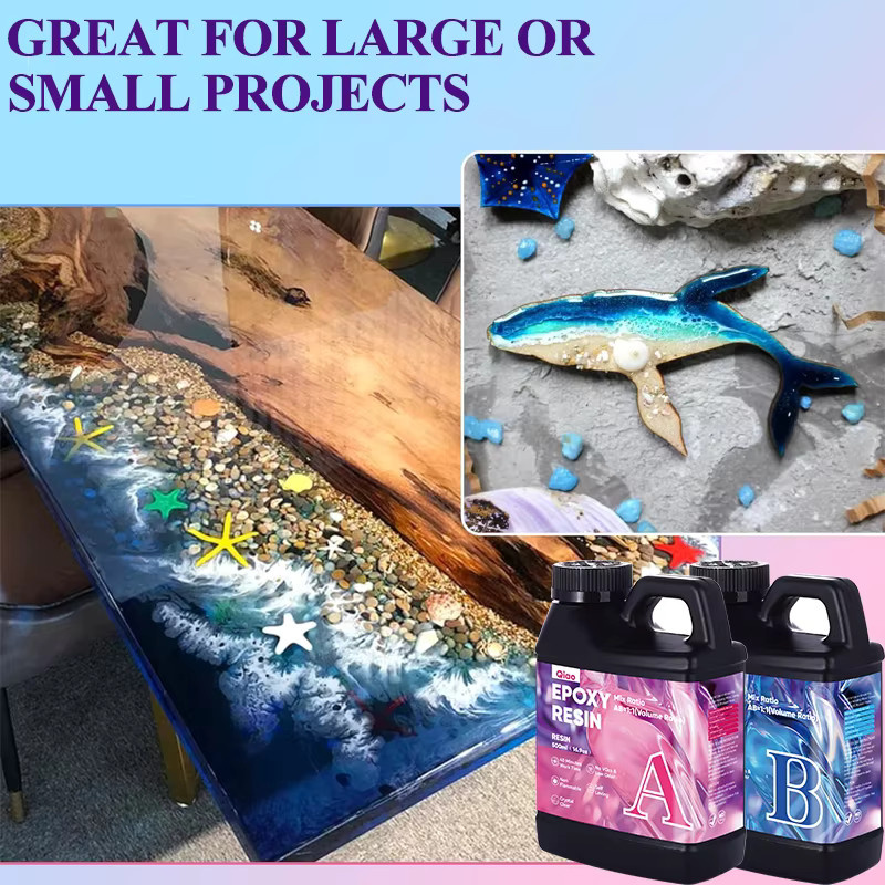 QIAO Epoxidharz-Set transparent, schnellhärtendes Gießharz mit 1:1 Mischverhältnis für Schmuck, Resin-Art und DIY-Projekte - Bild 5