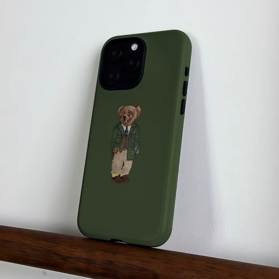 CaseLumi Matte Bumper Schutzhülle mit MagSafe Kompatibilität für iPhone 17 16 15 14 13 Pro Max in Grün mit Teddybär Design - Bild 3