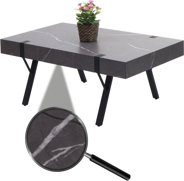 Couchtisch MCW-L54 in Grau mit Marmor-Optik aus Metall, B/T/H: 110 x 43 x 60 cm - Bild 1