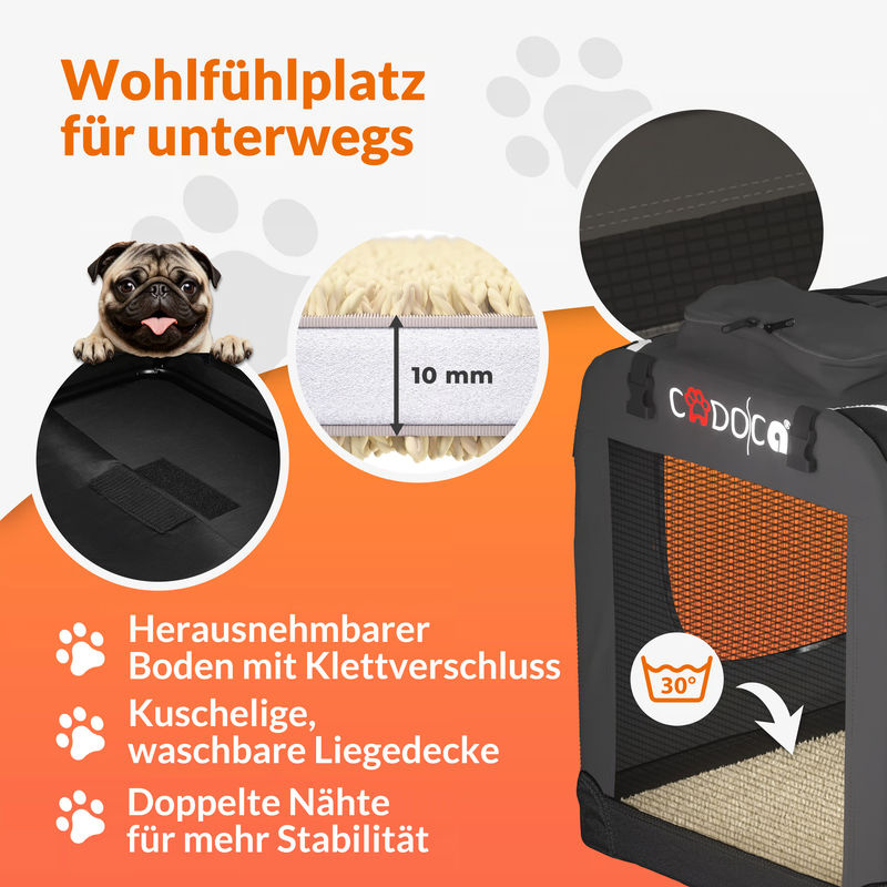 Faltbare Hundebox CADOCA in Anthrazit, Größe XL, B/T/H: 82 x 58 x 58 cm - Bild 4