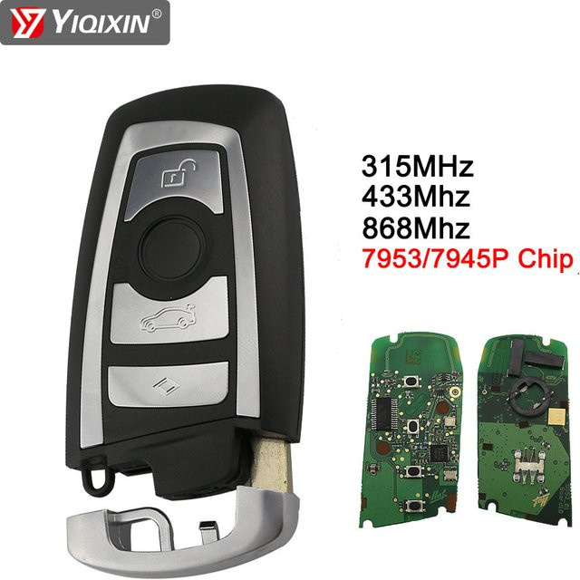 YIQIXIN Fernbedienung Auto Schlüssel für BMW CAS4 F 3 5 7 Serie E90 E92 E93 E60 X5 F10 F20 F30 F40 in Schwarz mit 315/434/868 MHz pcf7945 - Bild 1