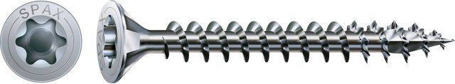 Spax Senkkopf Universalschraube mit Torx-Antrieb aus Stahl in Silber, Durchmesser: 4 mm, Länge: 20 mm, 100 Stück - Bild 1