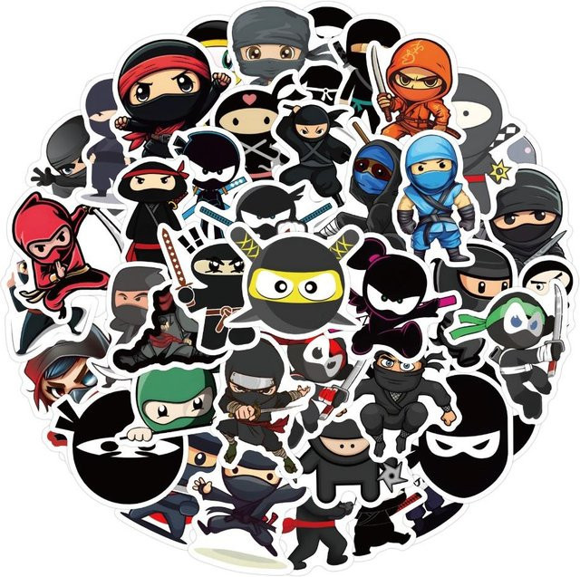 60 Stück Ninjas Cartoon Graffiti Aufkleber von Binchi Outdoor Product in Multicolour für Koffer, Wasserbecher, Laptop und Kühlschrank - Bild 1
