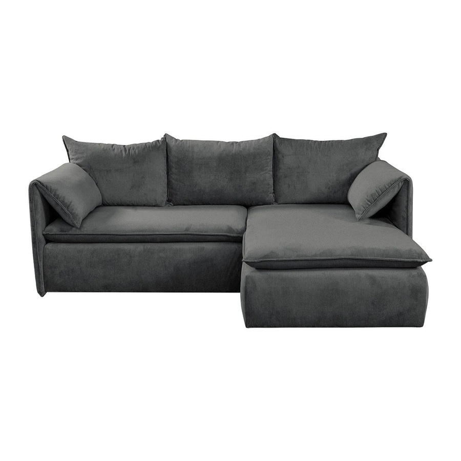 Vente-unique Schlafsofa Teodora in Anthrazitgrau mit Cord-Bezug und Schlaffunktion - Bild 2