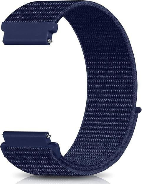 FORWELLENY Luxus Nylon Armband mit Klettverschluss für Smartwatches, atmungsaktiv, Farbe: Dunkelblau, Breite: 20 mm - Bild 1