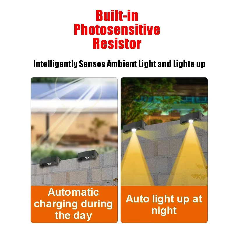 VENUSWING Solar-Wandleuchte LED Außenbeleuchtung IP65 wasserdicht Schwarz - Bild 4