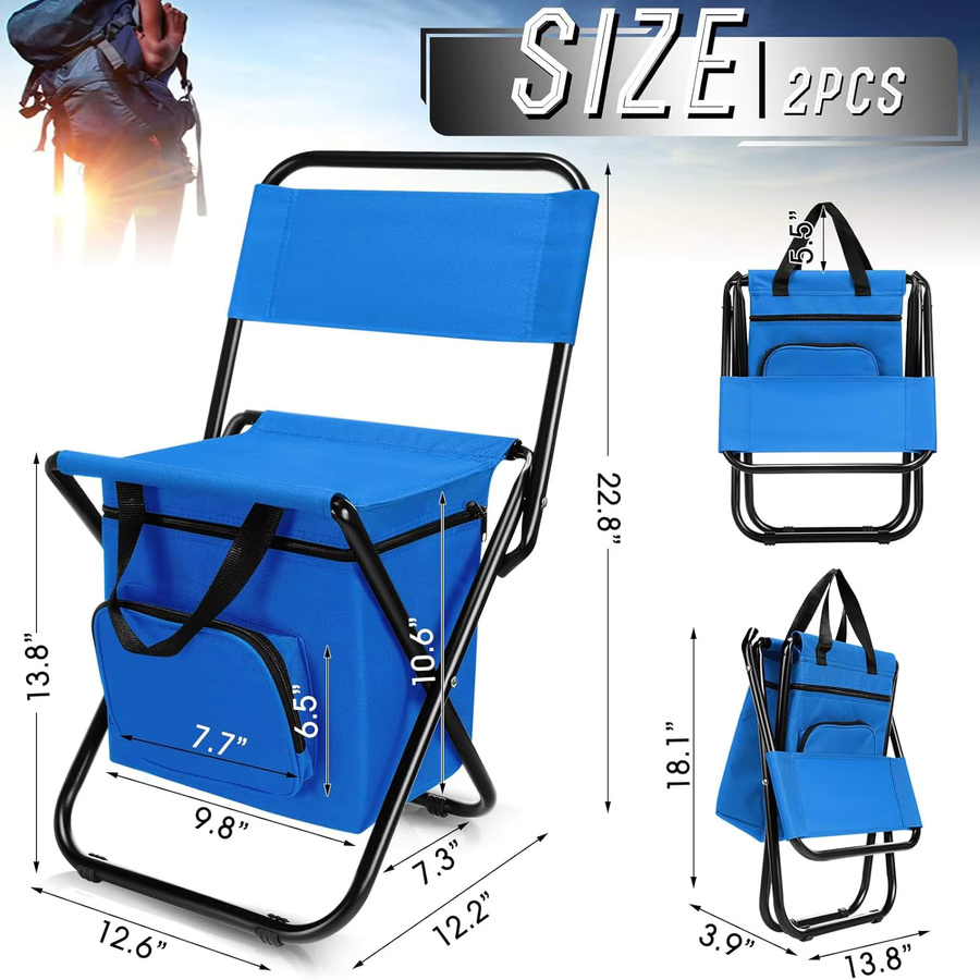 SUITU Outdoor-Campingstuhl mit abnehmbarer Kühltasche in Blau - Bild 4