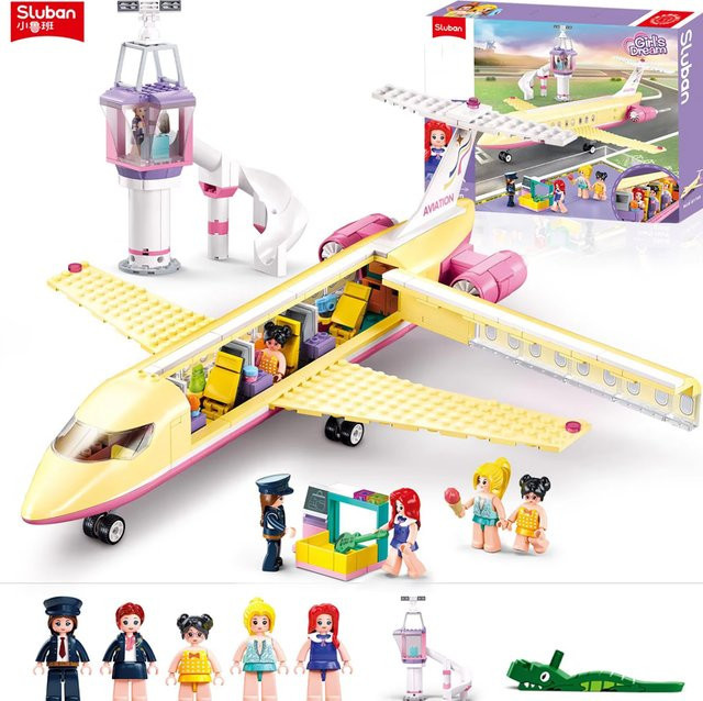 SLUBAN Flugzeug-Baukasten, Rosa, 383 Teile - Bild 1