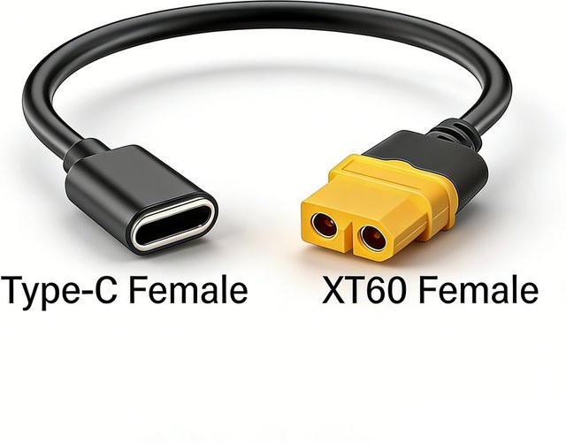 ToolkitRC USB-C zu XT60 Ladekabel PD 100W 20V/5A Buchsenadapter in Schwarz - Bild 1