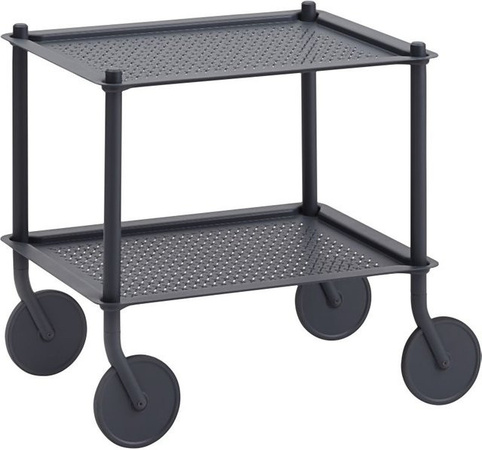 Muuto Flow Servierwagen aus Metall in Blau Matt mit Rollen