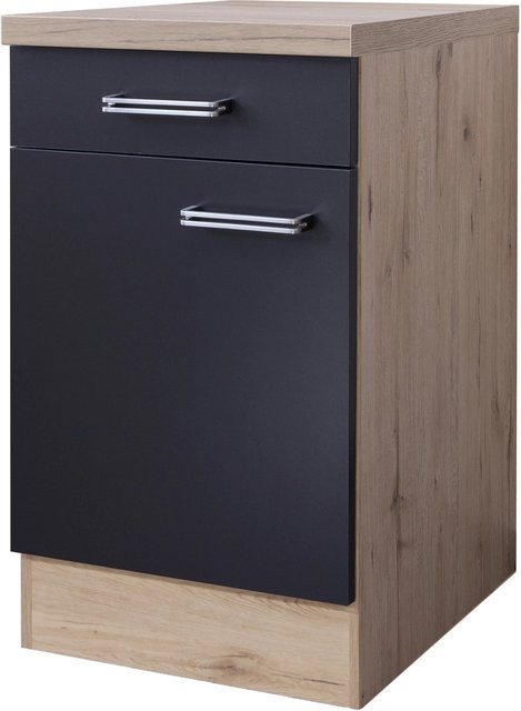 Flex-Well Küchen-Unterschrank Miniperl in Anthrazit und Eiche hell Nachbildung, Breite: 50 cm, Höhe: 86 cm, Tiefe: 60 cm - Bild 1