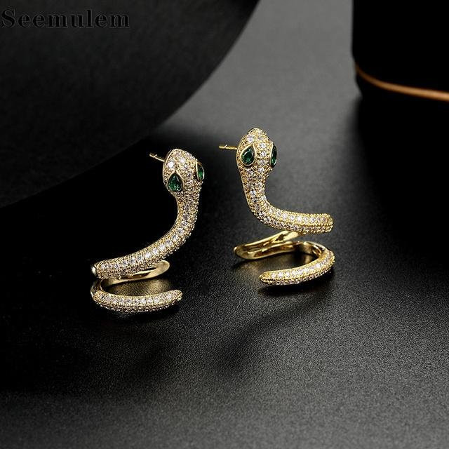 Schlangenohrringe 925 Silber, Zirkonia, Damen, black - Bild 1