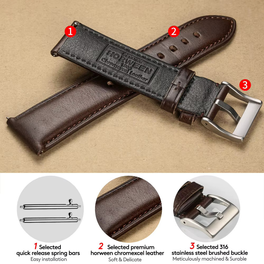 Hemsut Uhrenarmband Leder, Schnellverschluss, Unisex - Bild 4