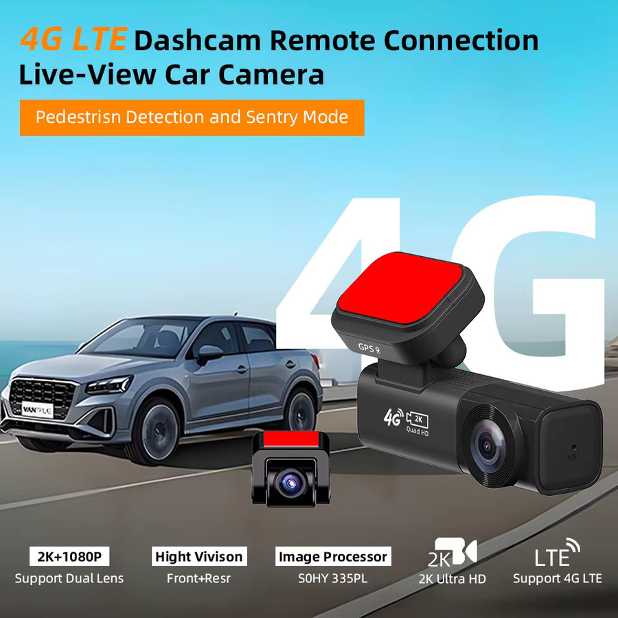 Acceo Auto-Dashcam in Schwarz mit 2K QHD Aufnahme, 4G LTE Echtzeit-GPS-Tracking, Live-Ansicht und Kollisionswarnung mit menschlicher Erkennung - Bild 2