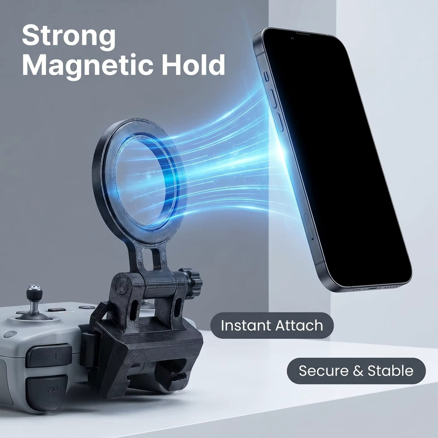 DJI Faltbare MagSafe Magnetische Telefonhalterung für RC-N1/RC-N2/RC-N3 Fernbedienung in Schwarz mit verstellbarem Scharnier-Design - Bild 3