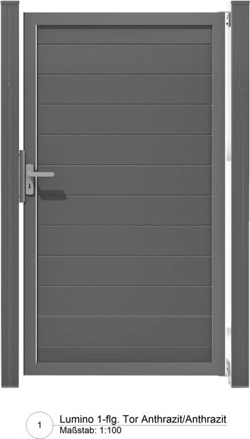 GroJa Lumino Tor Universal DIN in Anthrazit mit Aluminiumrahmen, Breite: 100 cm, Höhe: 180 cm - Bild 1