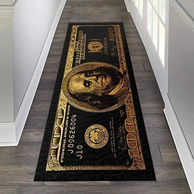 JGJG Fußmatte mit US-Dollar-Design, geometrisch und modern, schwarz, Polyester, B/T: 60 x 40 cm - Bild 1