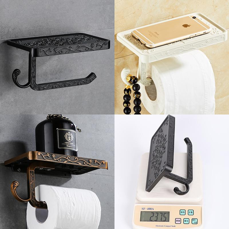 SEEQS Badezimmerregal mit Toilettenpapierhalter und Telefonablage aus Bronze in Gold, Wandmontage, Modell E654 - Bild 3