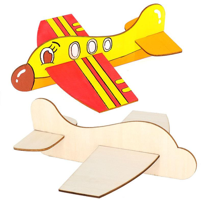 Blanko Holz Einlegepuzzle Flugzeug, Lernspielzeug, 4-teiliges Set, ab 3 Jahren - Bild 2