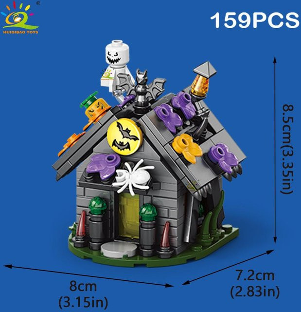 Wucifang Bags Halloween Bausteine Kürbis Geisterhaus Zugwaggon, ab 6 Jahren - Bild 1