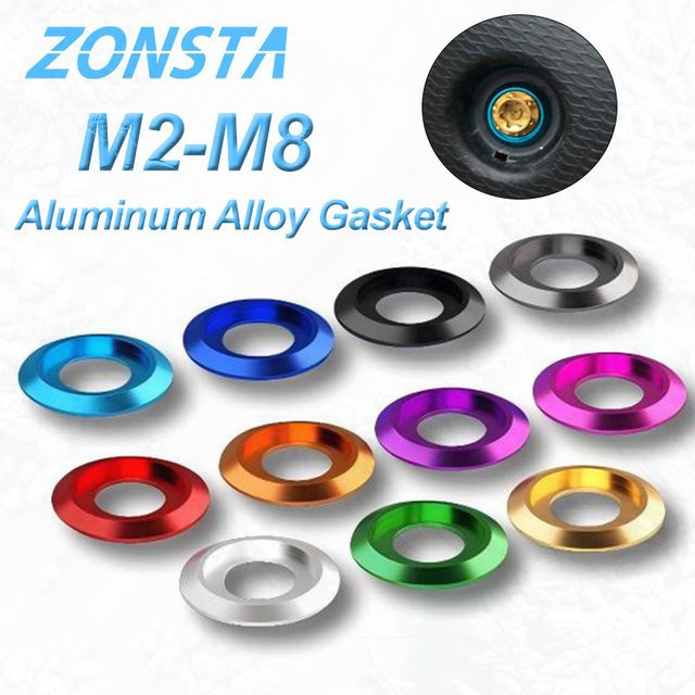 ZONSANTA Unterlegscheiben mit Tassenkopf aus buntem Aluminium für ISO7380 Halbrundkopfschrauben und Bolzen, 10er Set, M2 bis M8 - Bild 1