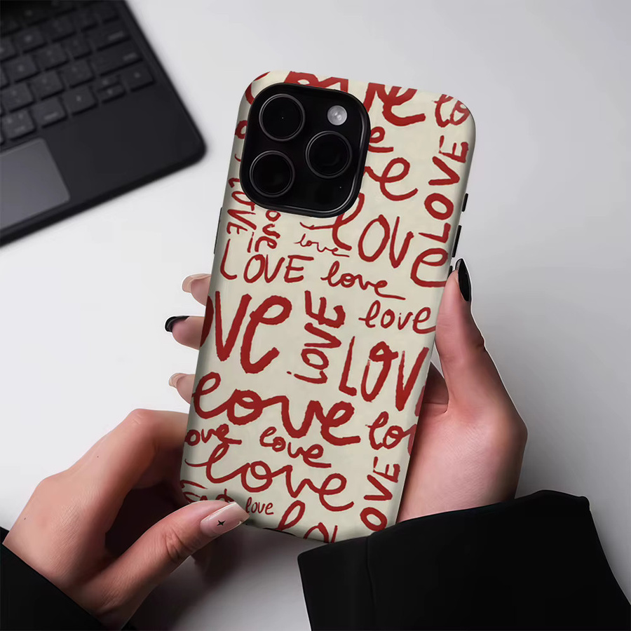 Potdemiel Robuste Handyhülle mit Roter Liebes-Typografie für iPhone 17 16 15 14 13 Pro Max Plus mit Magnetfunktion - Bild 3
